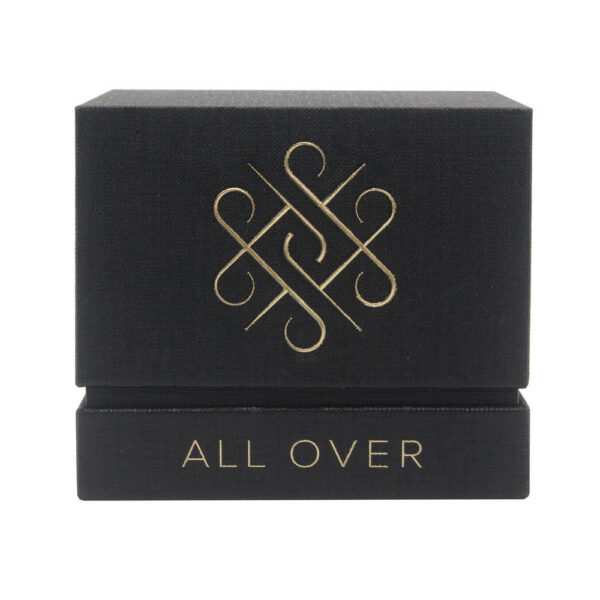 Black Foil Stamped Rigid Candle Box with Molded Tray Insert