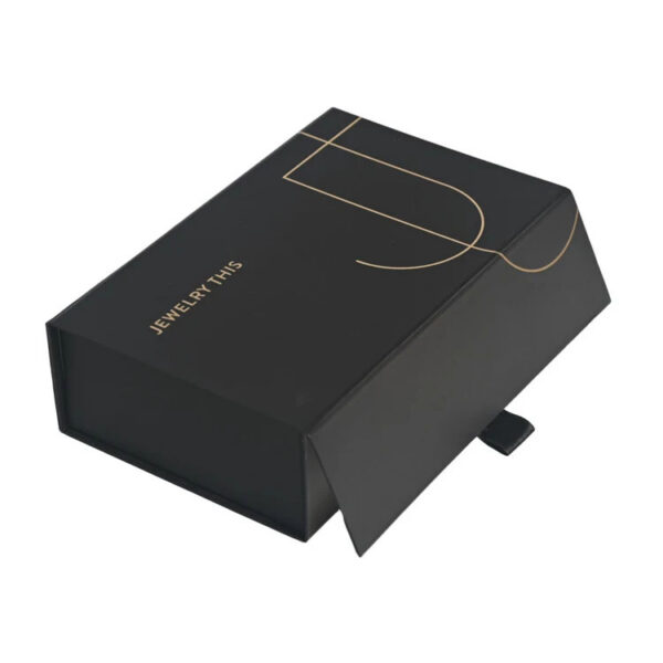 Foldable Magnetic Rigid Jewelry Box with Gold Foil Logo