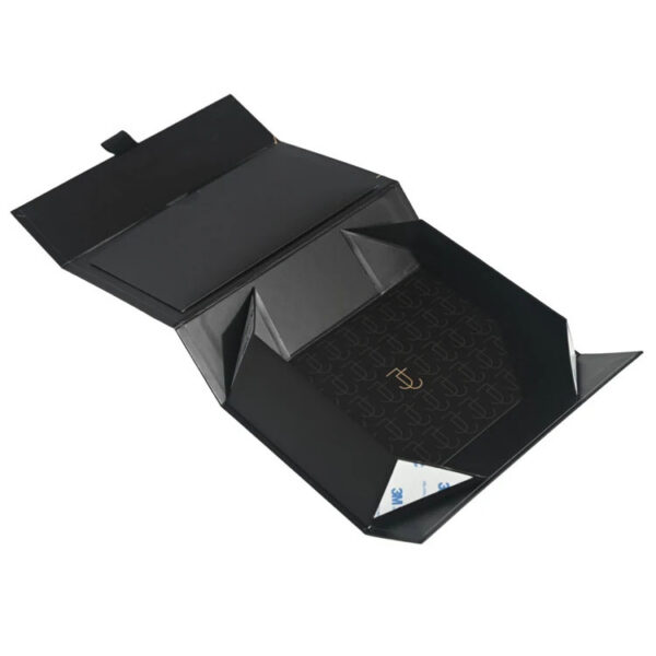 Foldable Magnetic Rigid Jewelry Box with Gold Foil Logo