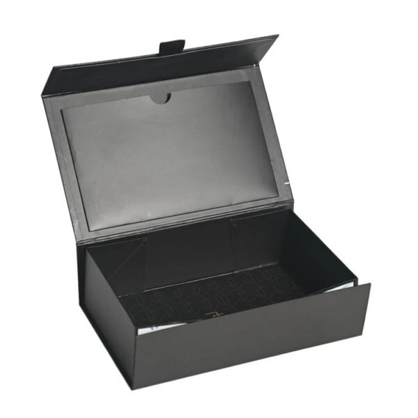 Foldable Magnetic Rigid Jewelry Box with Gold Foil Logo