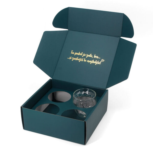 Gold Foil Christmas Glassware Gift Box with Die Cut Insert