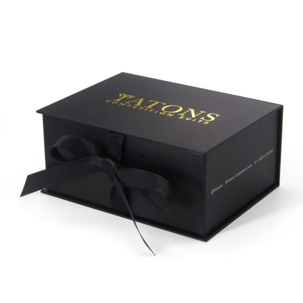 Gold Foil Competition Suit Rigid Box with Satin Inner Lining