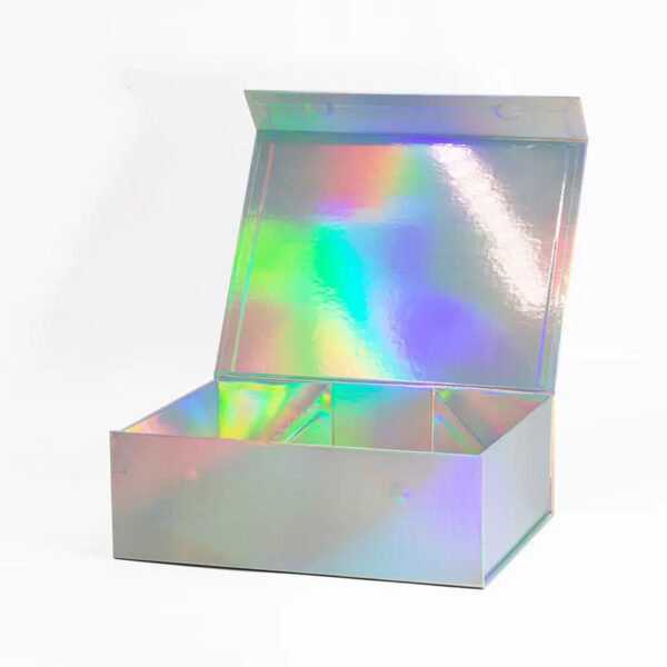 Holographic Magnetic Gift Box with Satin Ribbon Closure Holographic Magnetic Gift Box with Satin Ribbon Closure