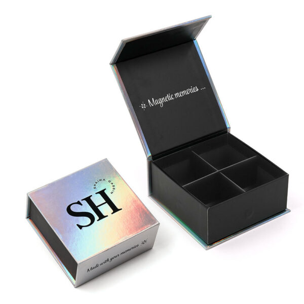 Iridescent Rigid Photo Magnet Gift Box with Divider Insert Iridescent Rigid Photo Magnet Gift Box with Divider Insert