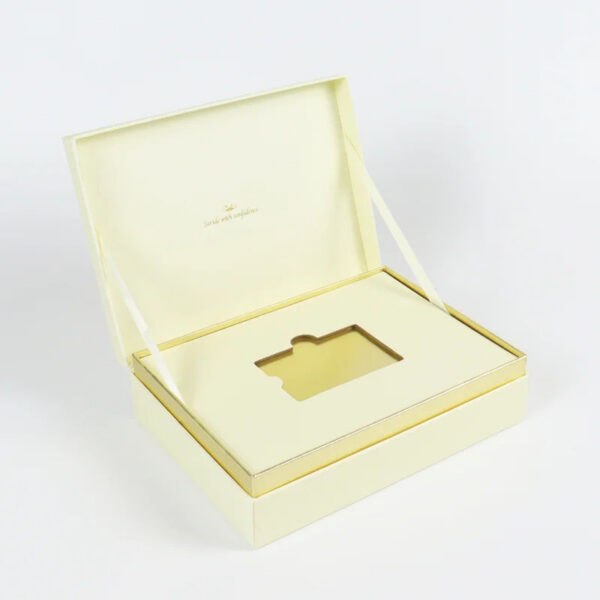 Ivory VIP Card Rigid Presentation Box with Gold Foil Logo