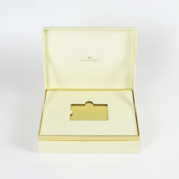 Ivory VIP Card Rigid Presentation Box with Gold Foil Logo