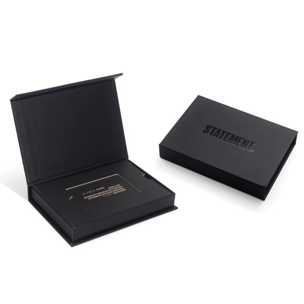 Luxury Black Magnetic Membership Card Box with Card Insert
