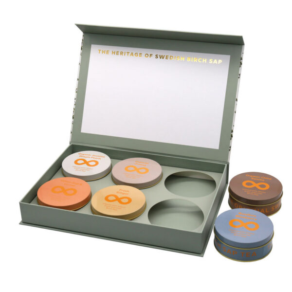 Luxury Rigid Magnetic Birch Sap Tea Tin Box with Insert Luxury Rigid Magnetic Birch Sap Tea Tin Box with Insert