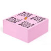 Pink Double Door Rigid Gift Box with Laser-Cut Leaf Lids