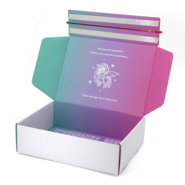 Printed Unicorn Mailer Box with Tear Strip Closure for Gifts
