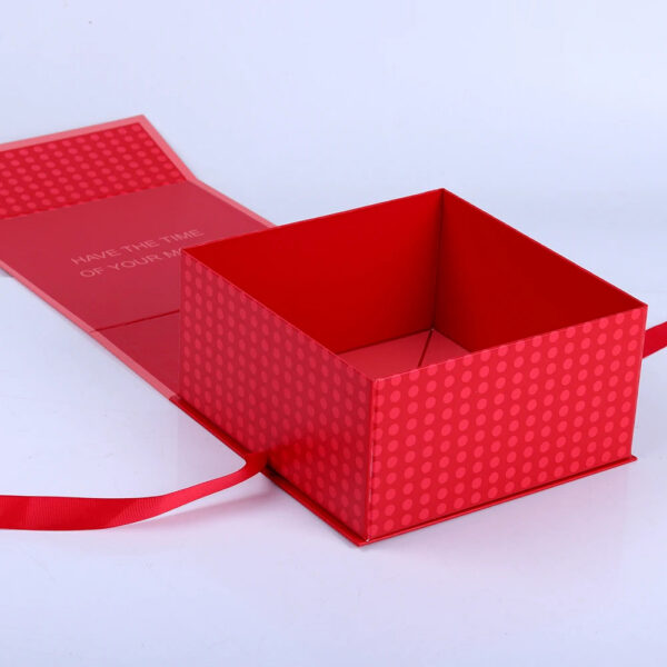 Red Collapsible Period Care Gift Box with Ribbon Closure Red Collapsible Period Care Gift Box with Ribbon Closure