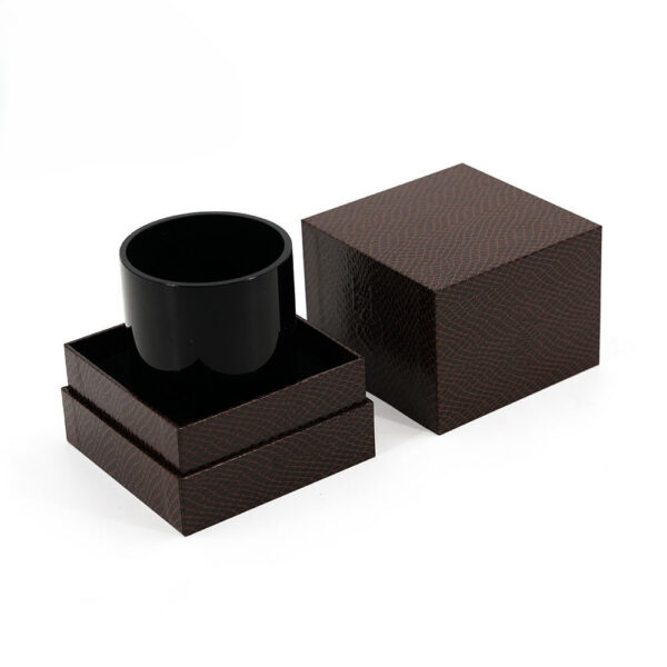 Rigid Croc Texture Candle Jar Box with Molded Black Insert